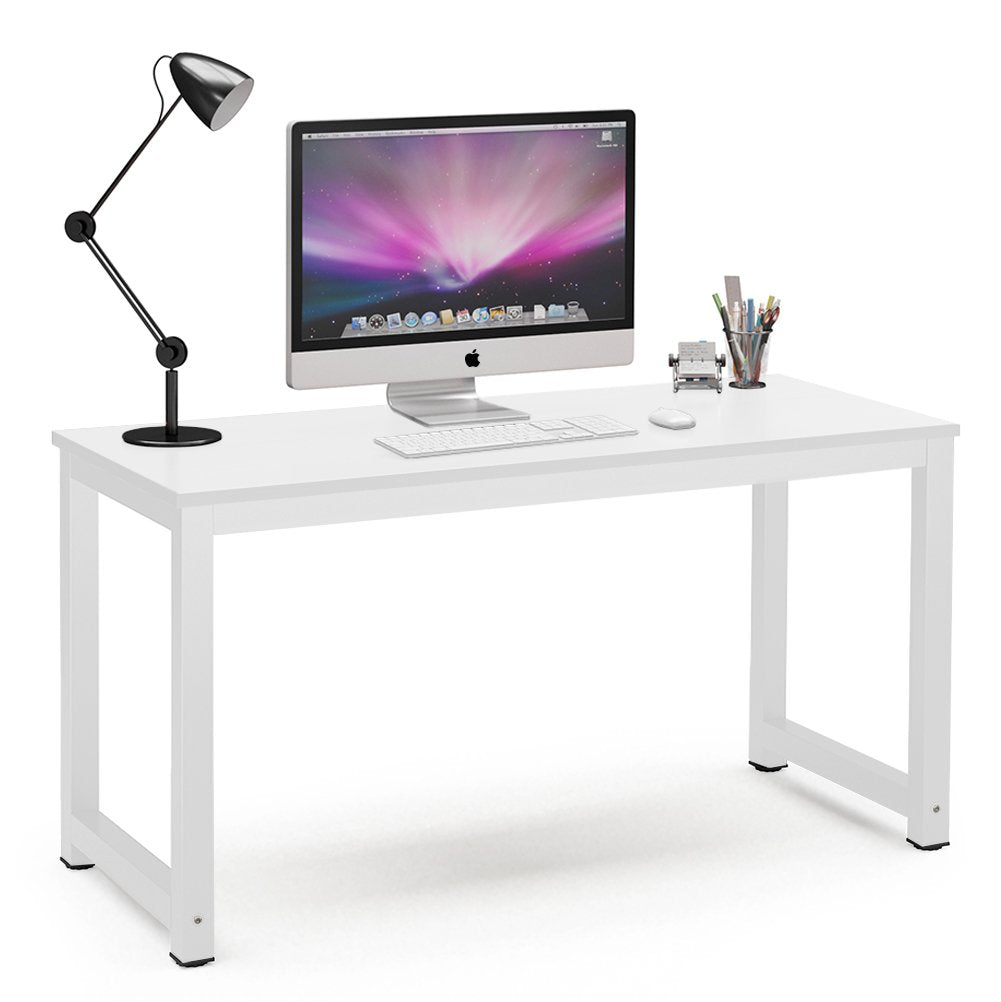 Tribesigns Modern Simple Computer Desk, 47 inch Office Desk Computer Table, Study Writing Study Desk for Home Office, White