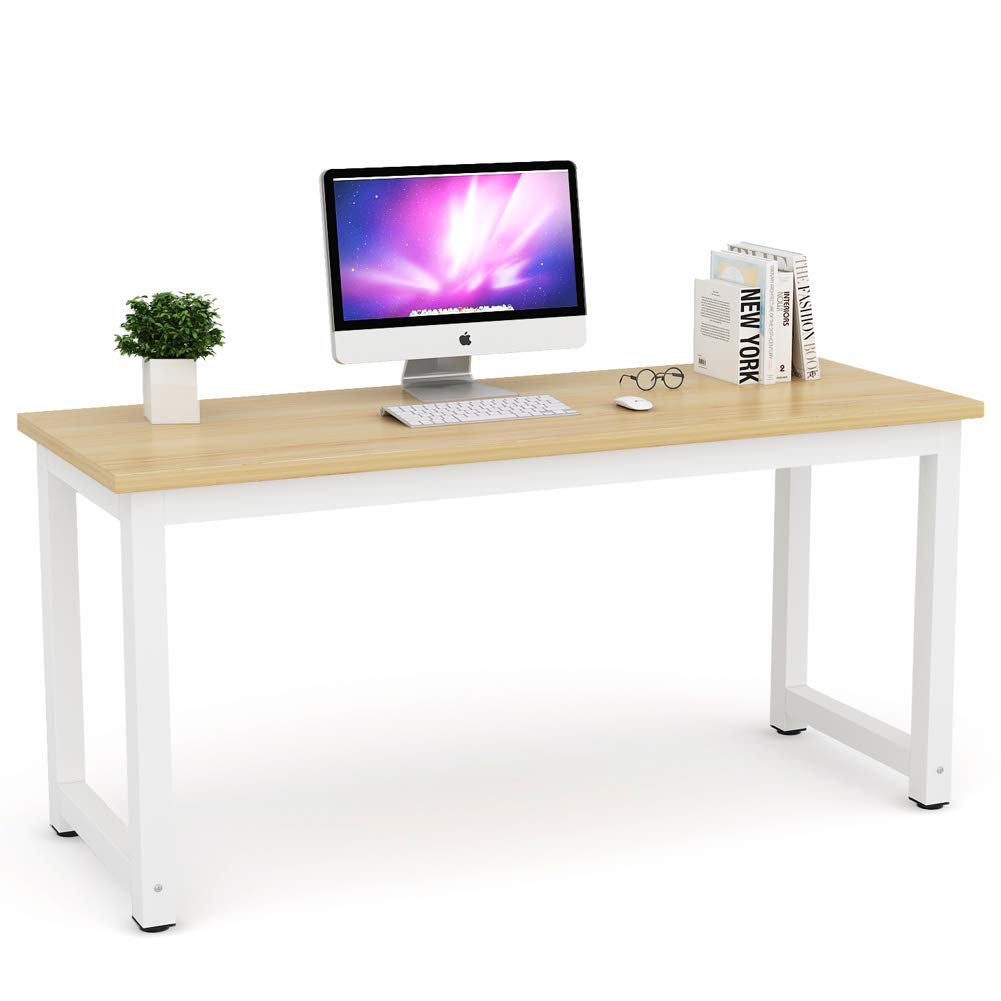 Tribesigns Modern Simple Computer Desk, 47 inch Office Desk Computer Table, Study Writing Study Desk for Home Office, White