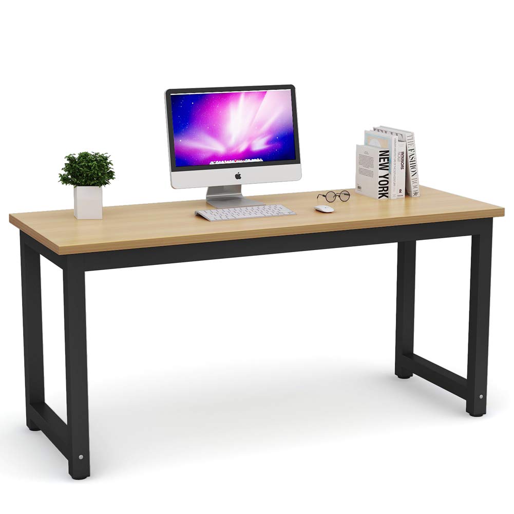 Tribesigns Modern Simple Computer Desk, 47 inch Office Desk Computer Table, Study Writing Study Desk for Home Office, White