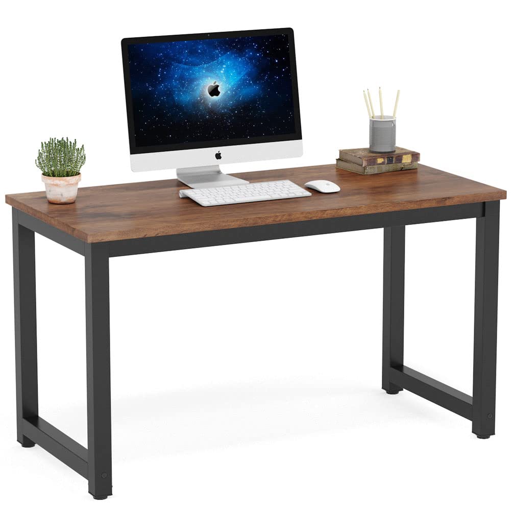 Tribesigns Modern Simple Computer Desk, 47 inch Office Desk Computer Table, Study Writing Study Desk for Home Office, White