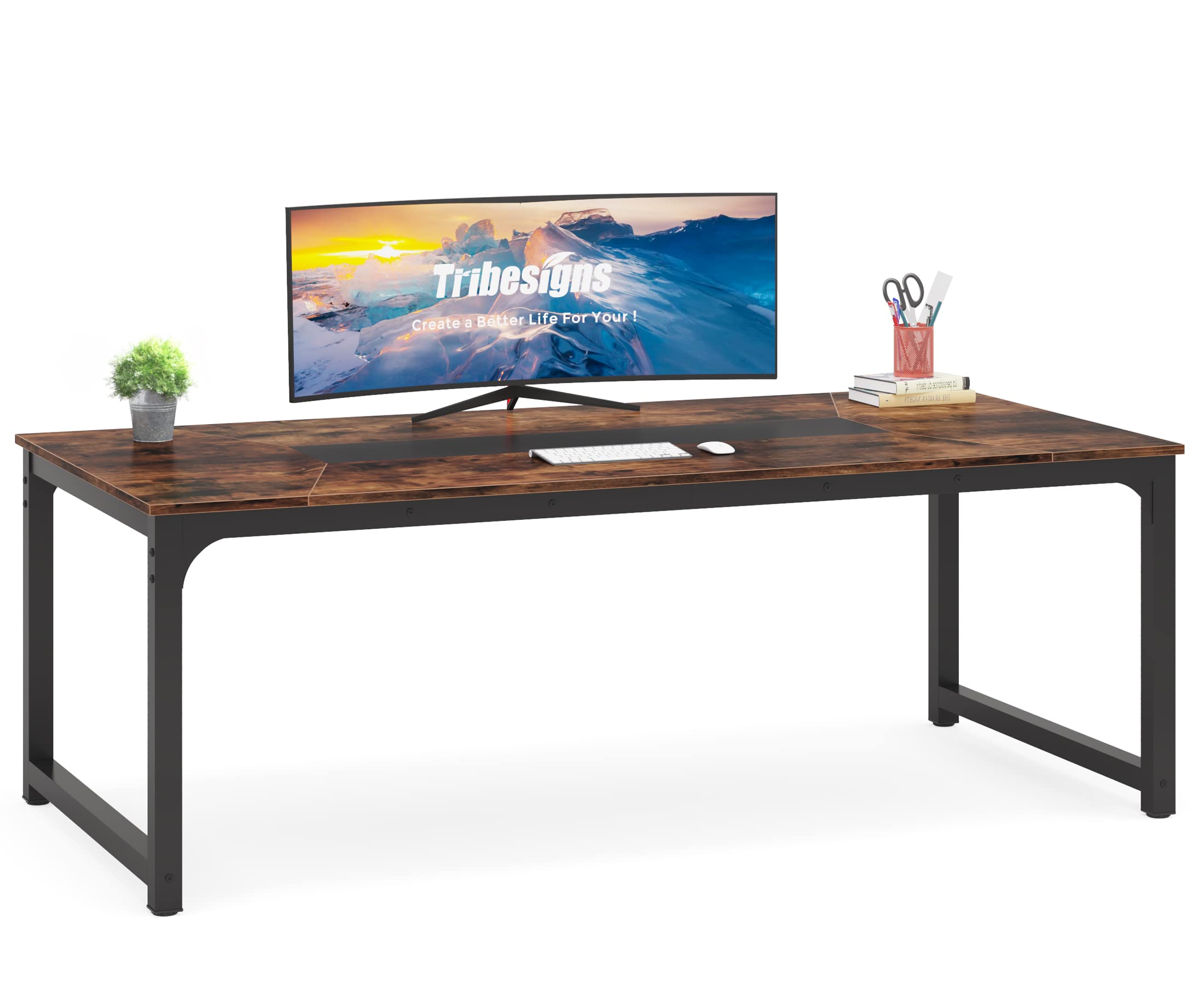 Tribesigns Modern Simple Computer Desk, 47 inch Office Desk Computer Table, Study Writing Study Desk for Home Office, White