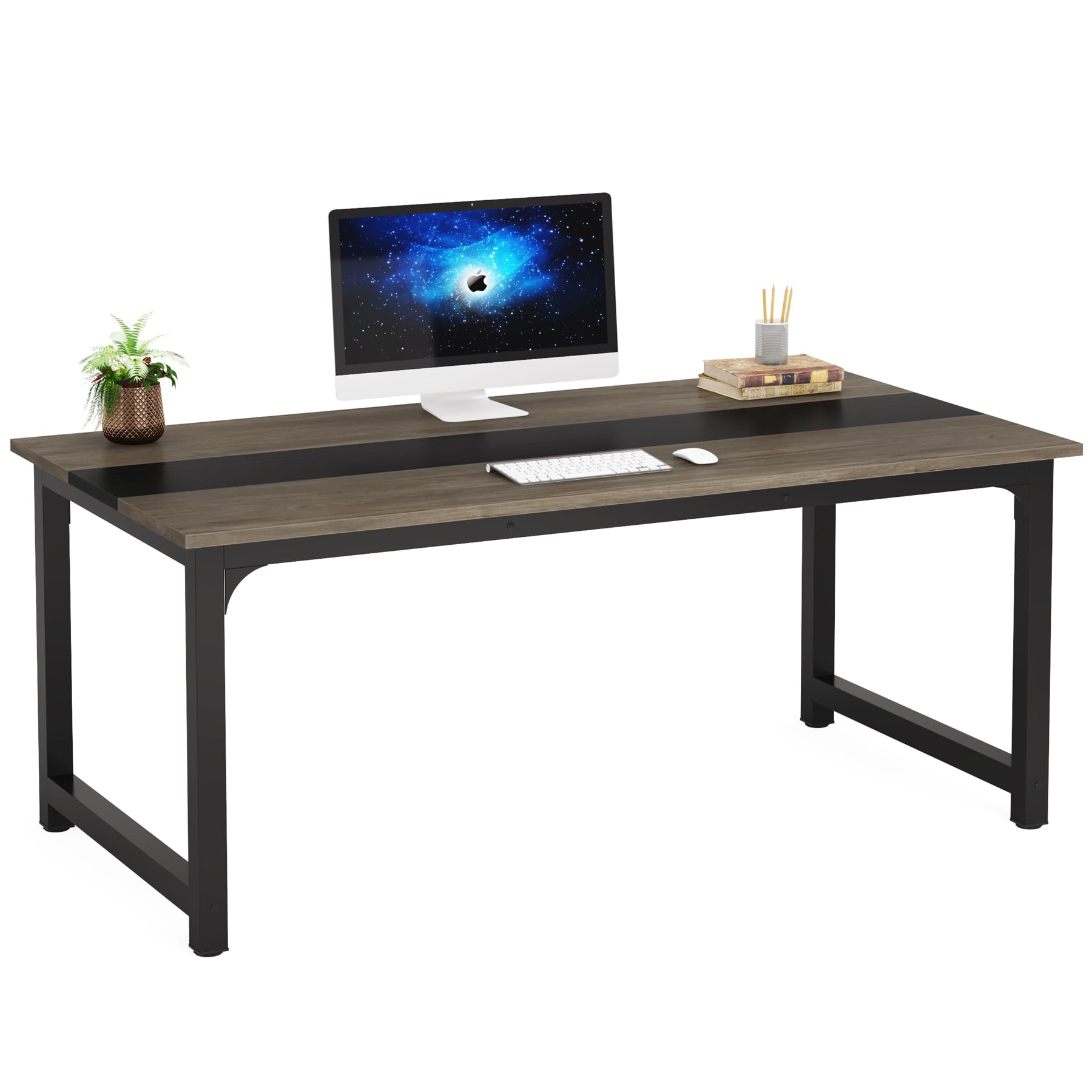 Tribesigns Modern Simple Computer Desk, 47 inch Office Desk Computer Table, Study Writing Study Desk for Home Office, White