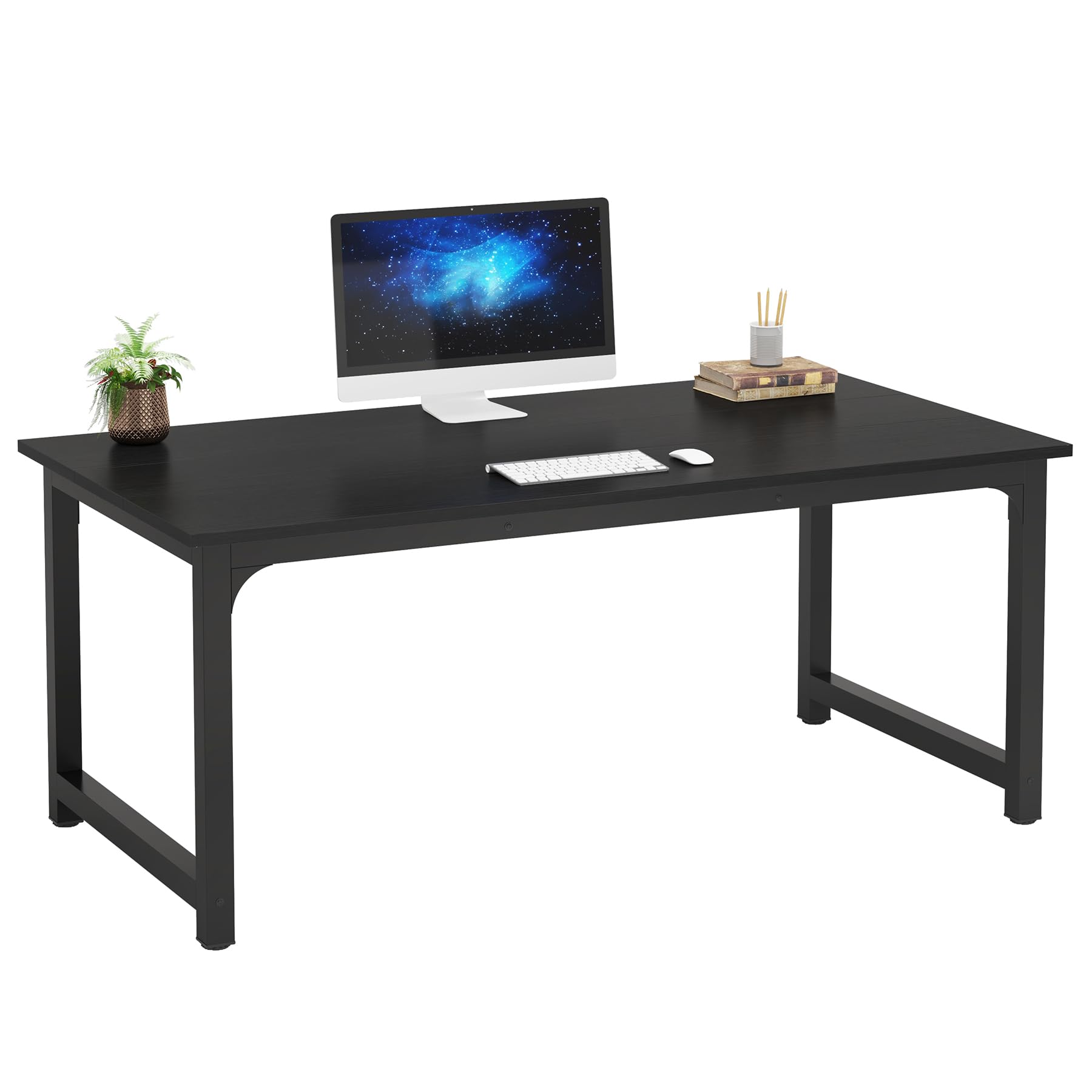 Tribesigns Modern Simple Computer Desk, 47 inch Office Desk Computer Table, Study Writing Study Desk for Home Office, White