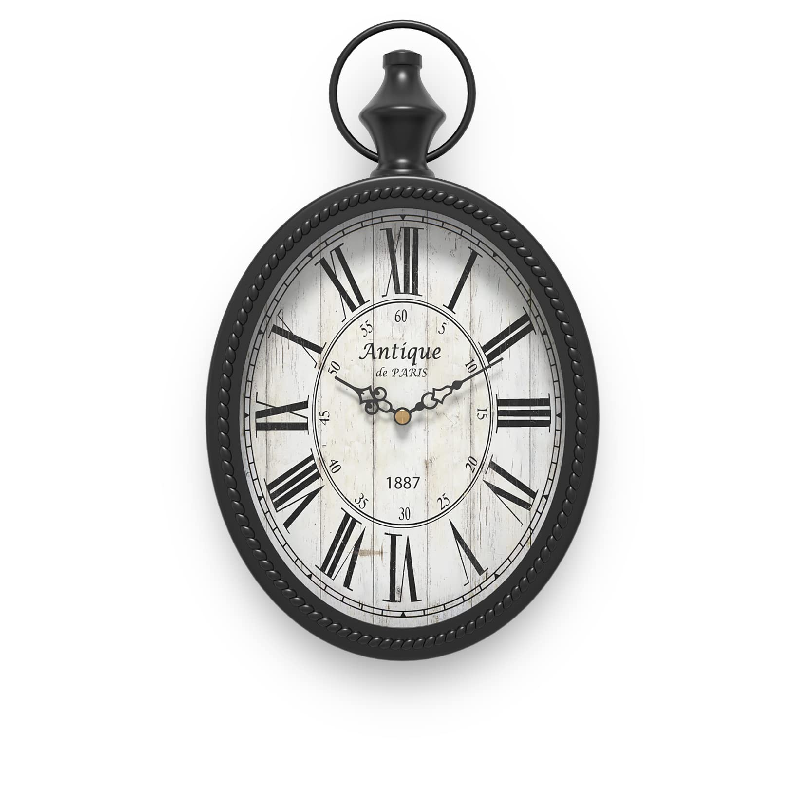 Menterry Small Retro Oval Wall Clock, Antique Old Design, White Vintage Style, Battery Operated Silent Decor Wall Clocks for Kitchen,Bedroom,Farmhouse,Bathroom (11.2" H x 6.7" W)
