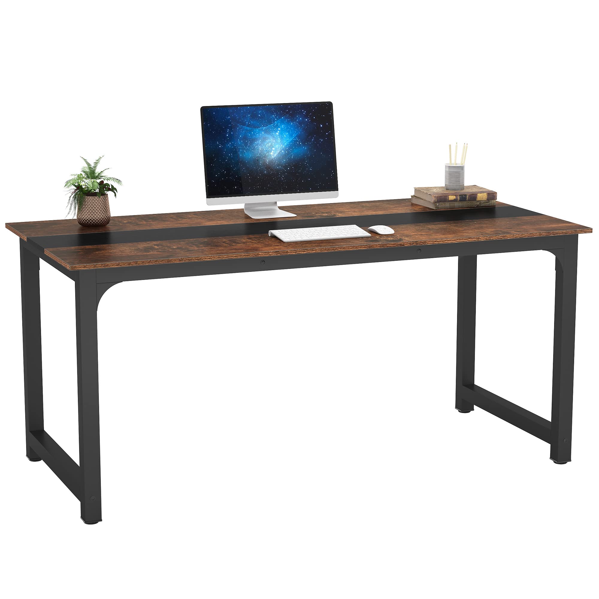 Tribesigns Modern Simple Computer Desk, 47 inch Office Desk Computer Table, Study Writing Study Desk for Home Office, White
