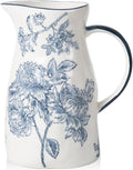 Ceramic Pitcher Vase, Blue and White Jug for Home Decor, Chinoiserie Vase Decor, Decorative Pitcher with Handle
