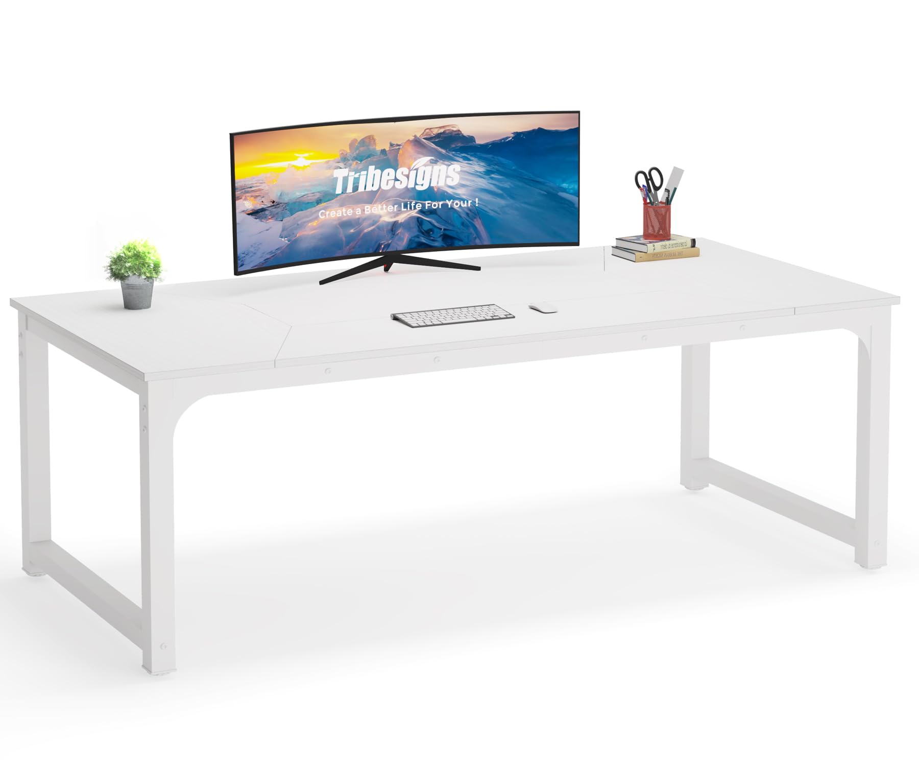 Tribesigns Modern Simple Computer Desk, 47 inch Office Desk Computer Table, Study Writing Study Desk for Home Office, White