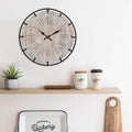 EMAX HOME 30 Inch Extra Large Wall Clock - Farmhouse Rustic Wood & Metal Design Silent Non-Ticking Battery Operated Decorative Oversized Clock for Living Room, Kitchen, Office & Bedroom