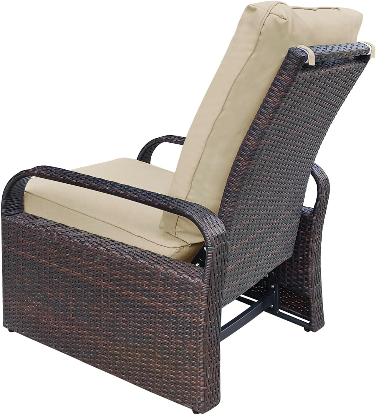 Outdoor Recliner Chair: Manual Adjustable Wicker Lounge Chair with Thick Cushion - All Weather Aluminum Frame for Patio & Backyard Relaxation | 350lb Capacity for Adults