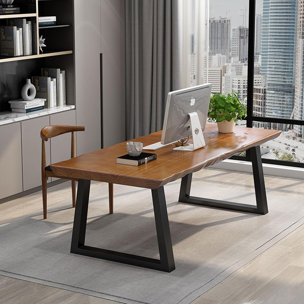 Modern Solid Wood Executive Desk – Spacious and Minimalist Home Office Workstation Perfect for Writing and Professional Use (Light Brown, 47in)