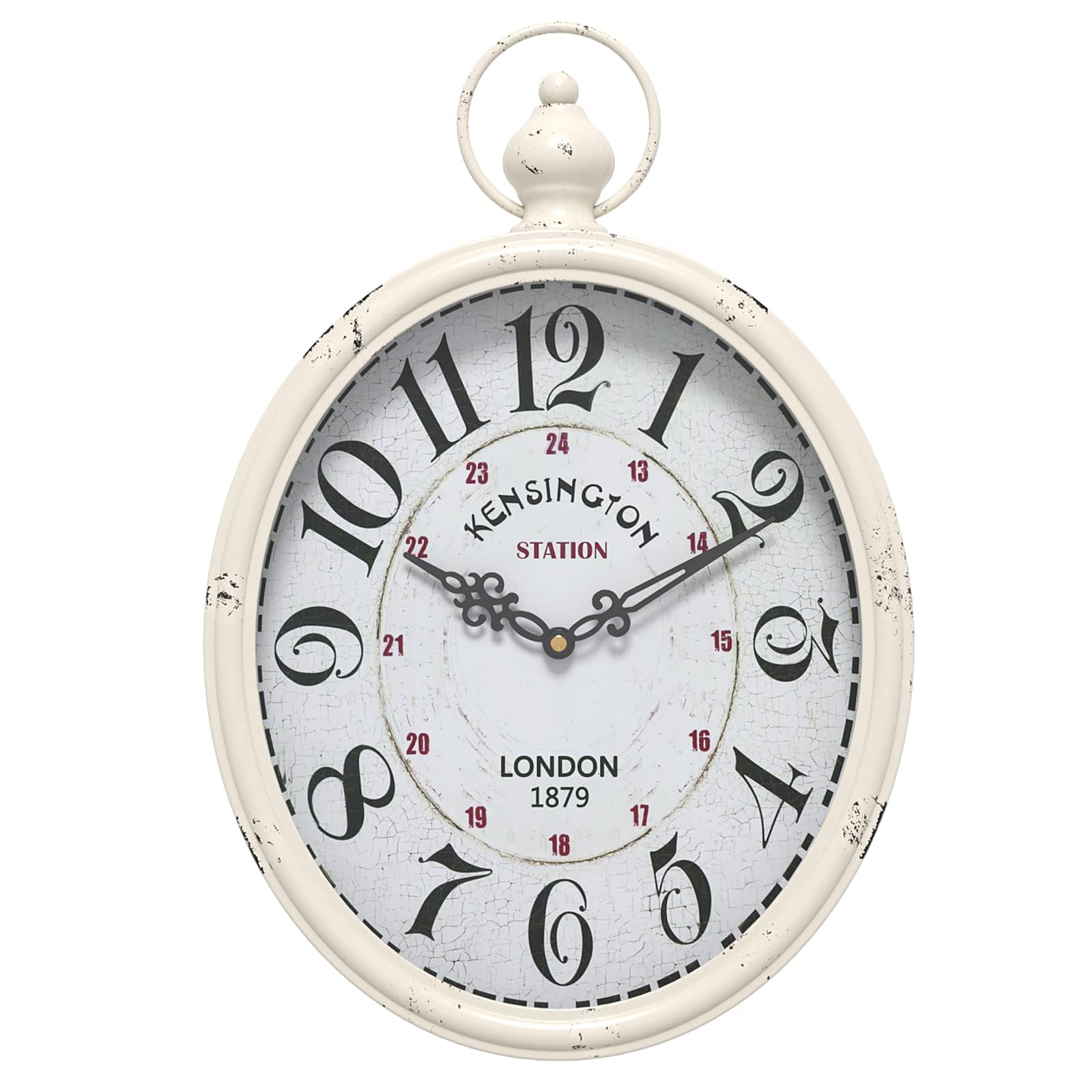 Menterry Oval Retro Wall Clock, Rustic Vintage Style, Black Antique Design, Battery Operated Silent Decor Large Wall Clocks for Kitchen,Farmhouse,Office (15.5" H x 10.5" W)