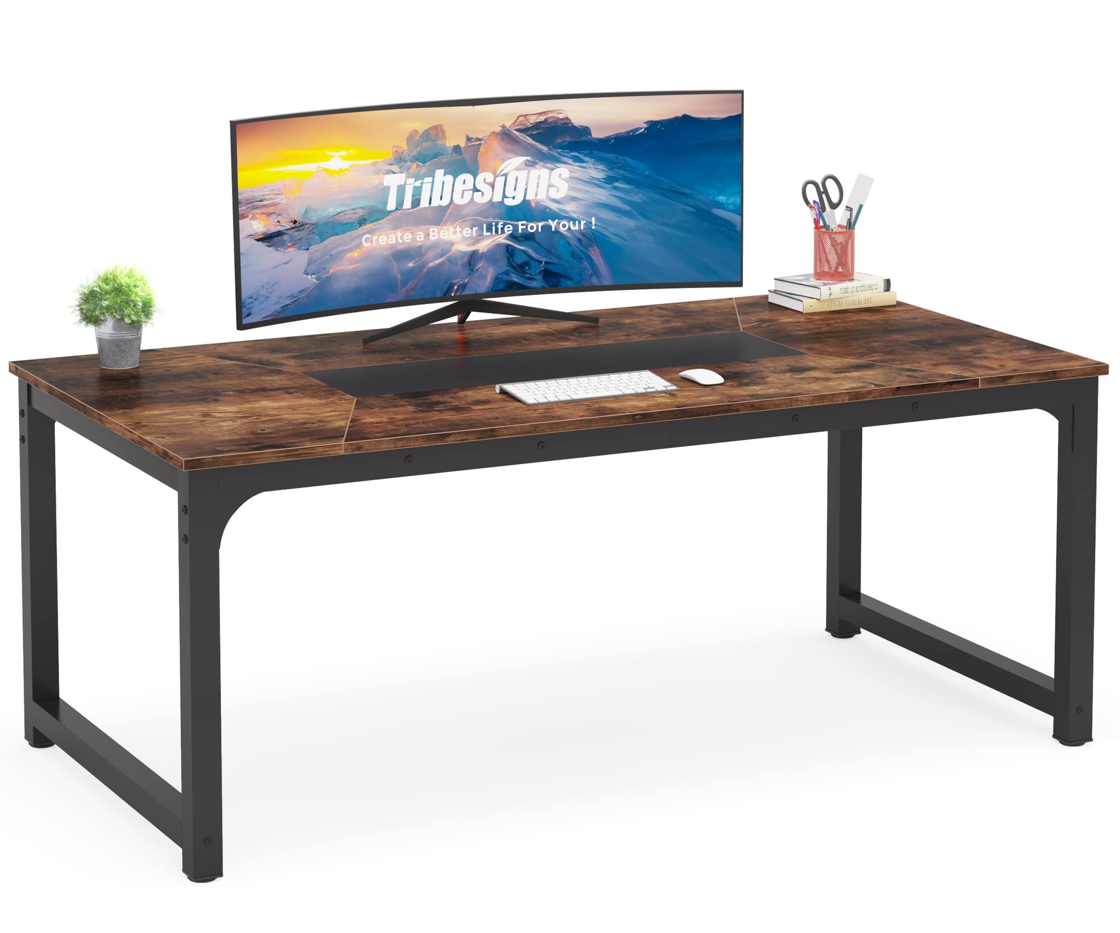 Tribesigns Modern Simple Computer Desk, 47 inch Office Desk Computer Table, Study Writing Study Desk for Home Office, White