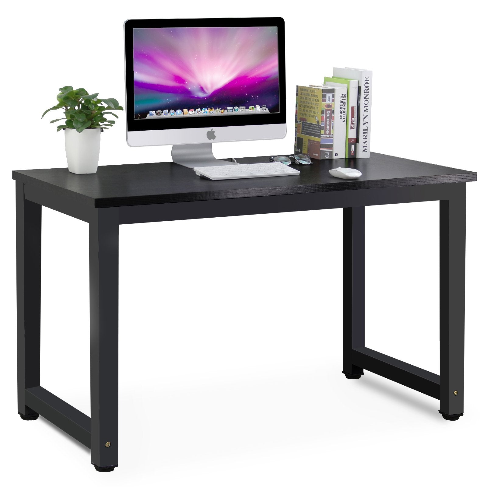 Tribesigns Modern Simple Computer Desk, 47 inch Office Desk Computer Table, Study Writing Study Desk for Home Office, White