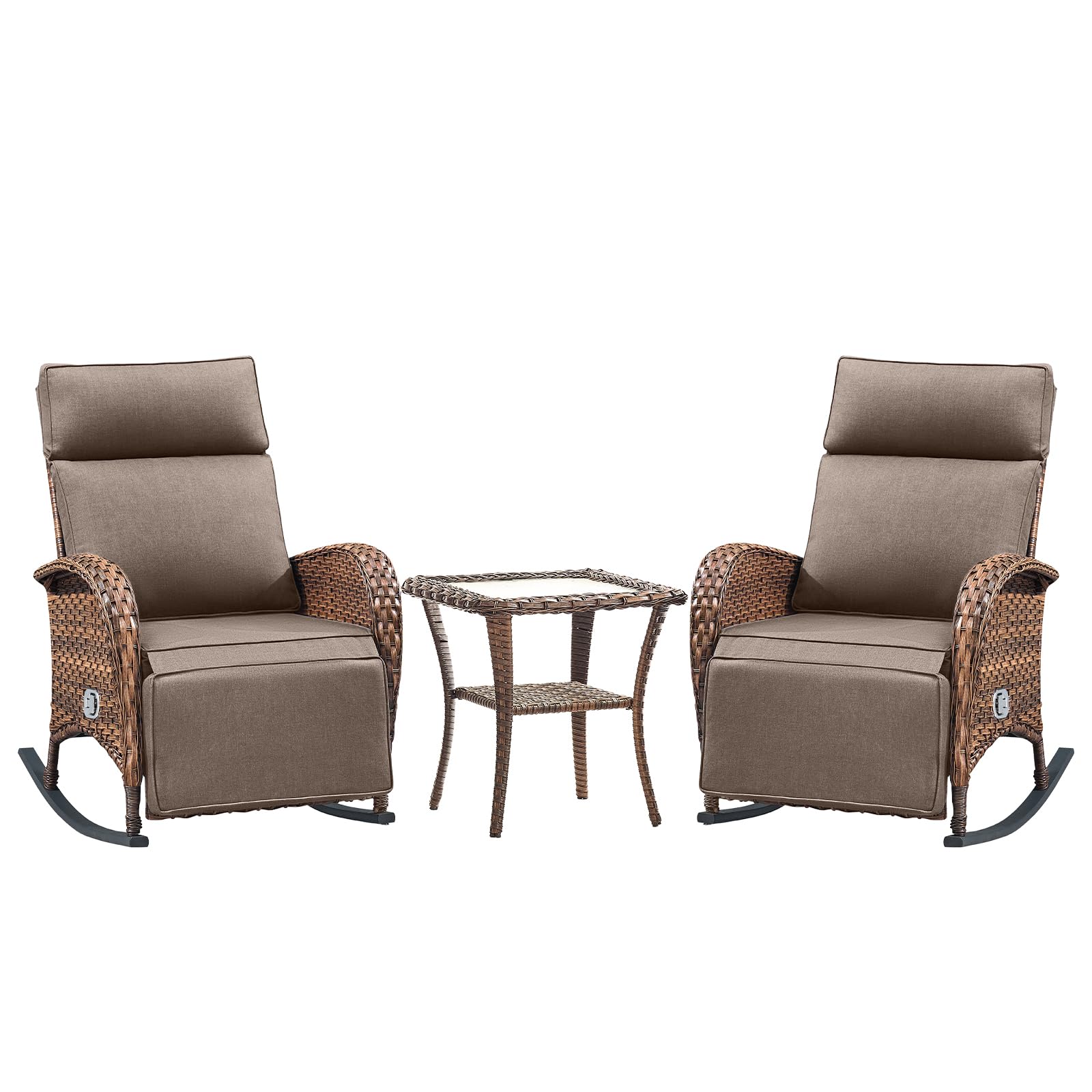 Belord Zero Gravity Patio Swivel Rocking Recliner Chair - Wicker Outdoor Lounge Chair with Adjustable Backrest & Footrest, All Weather Reclining Rocker Chairs with Thick Cushion for Pool Deck Blue