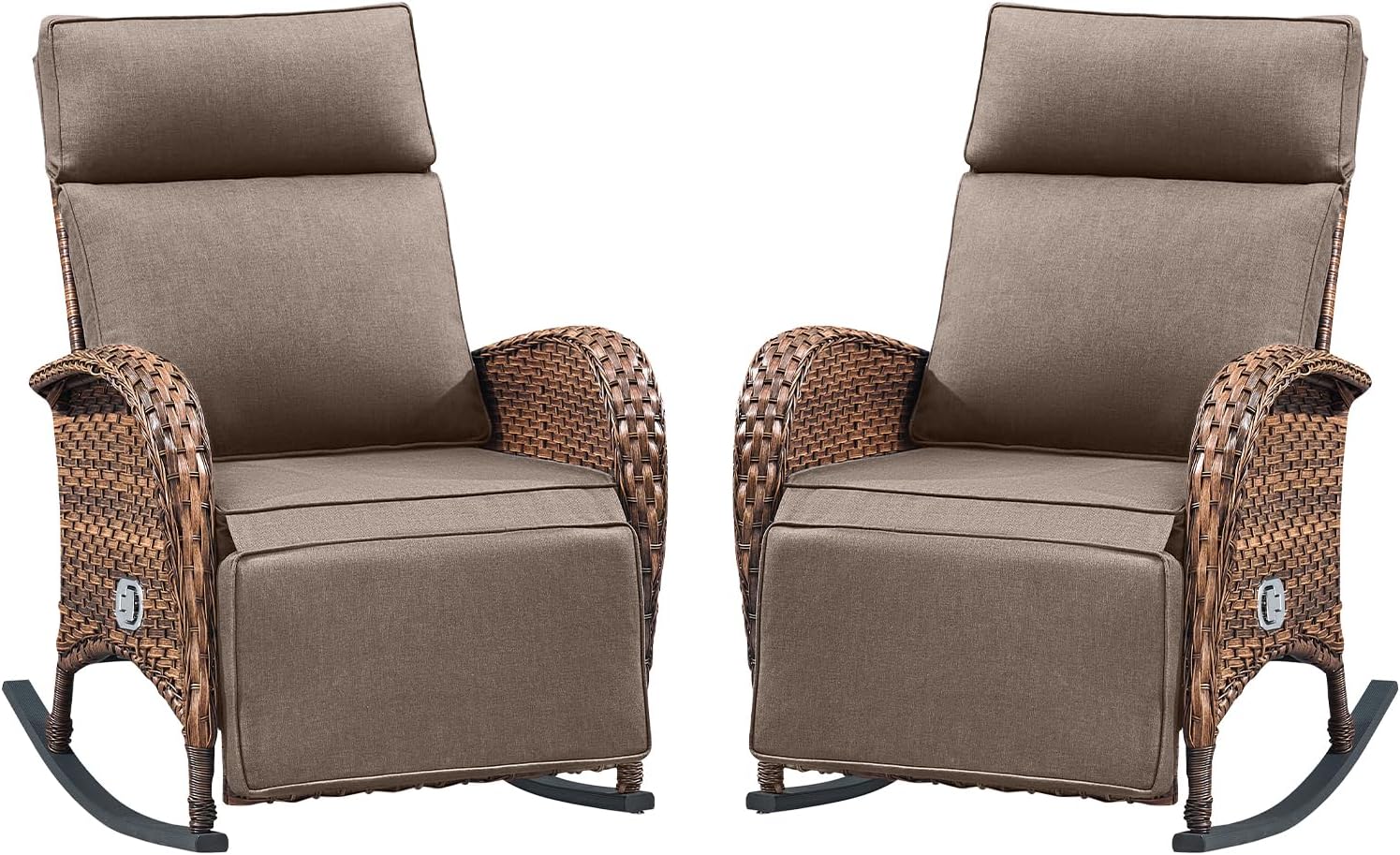 Belord Zero Gravity Patio Swivel Rocking Recliner Chair - Wicker Outdoor Lounge Chair with Adjustable Backrest & Footrest, All Weather Reclining Rocker Chairs with Thick Cushion for Pool Deck Blue