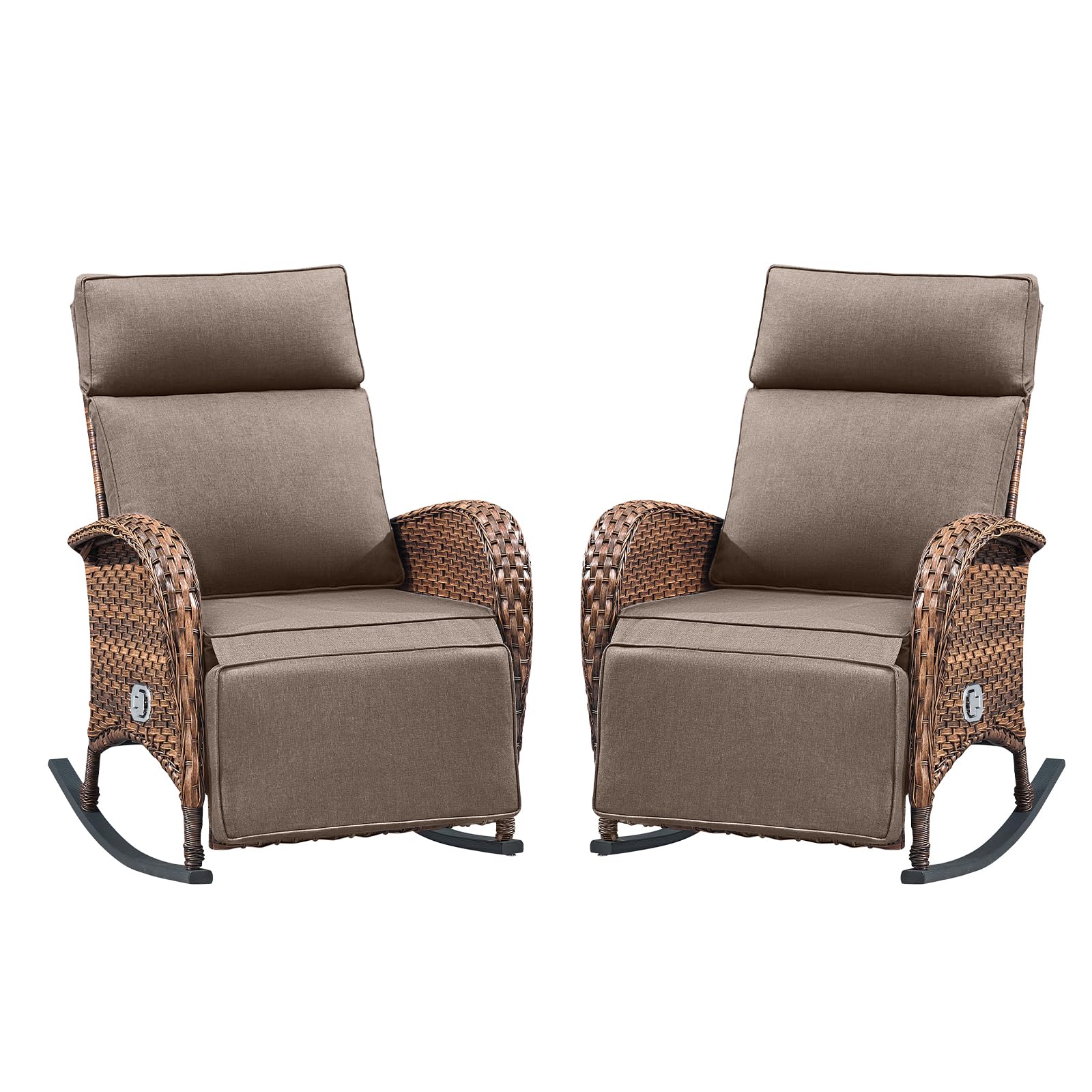 Belord Zero Gravity Patio Swivel Rocking Recliner Chair - Wicker Outdoor Lounge Chair with Adjustable Backrest & Footrest, All Weather Reclining Rocker Chairs with Thick Cushion for Pool Deck Blue