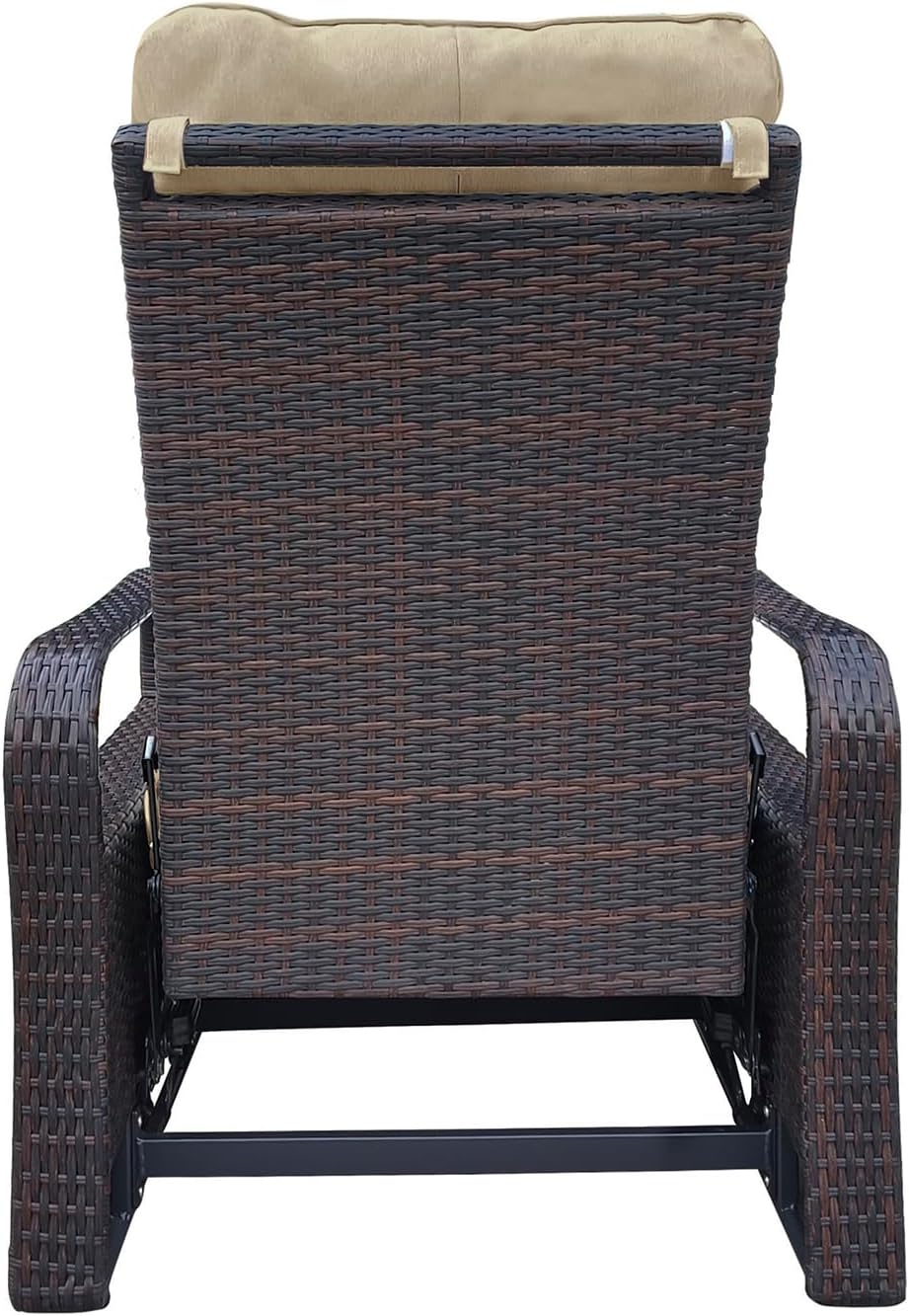 Outdoor Recliner Chair: Manual Adjustable Wicker Lounge Chair with Thick Cushion - All Weather Aluminum Frame for Patio & Backyard Relaxation | 350lb Capacity for Adults