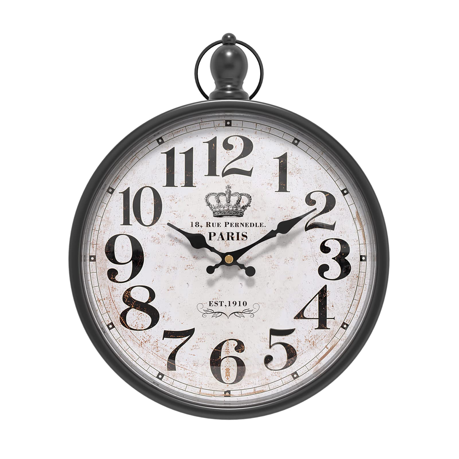 Menterry Retro Round Wall Clock. White Vintage Antique Style. Battery Operated Silent Wall Clocks for Farmhouse,Bathroom,Kitchen,Bedroom,Office, (11.8" H x 9.3" W)