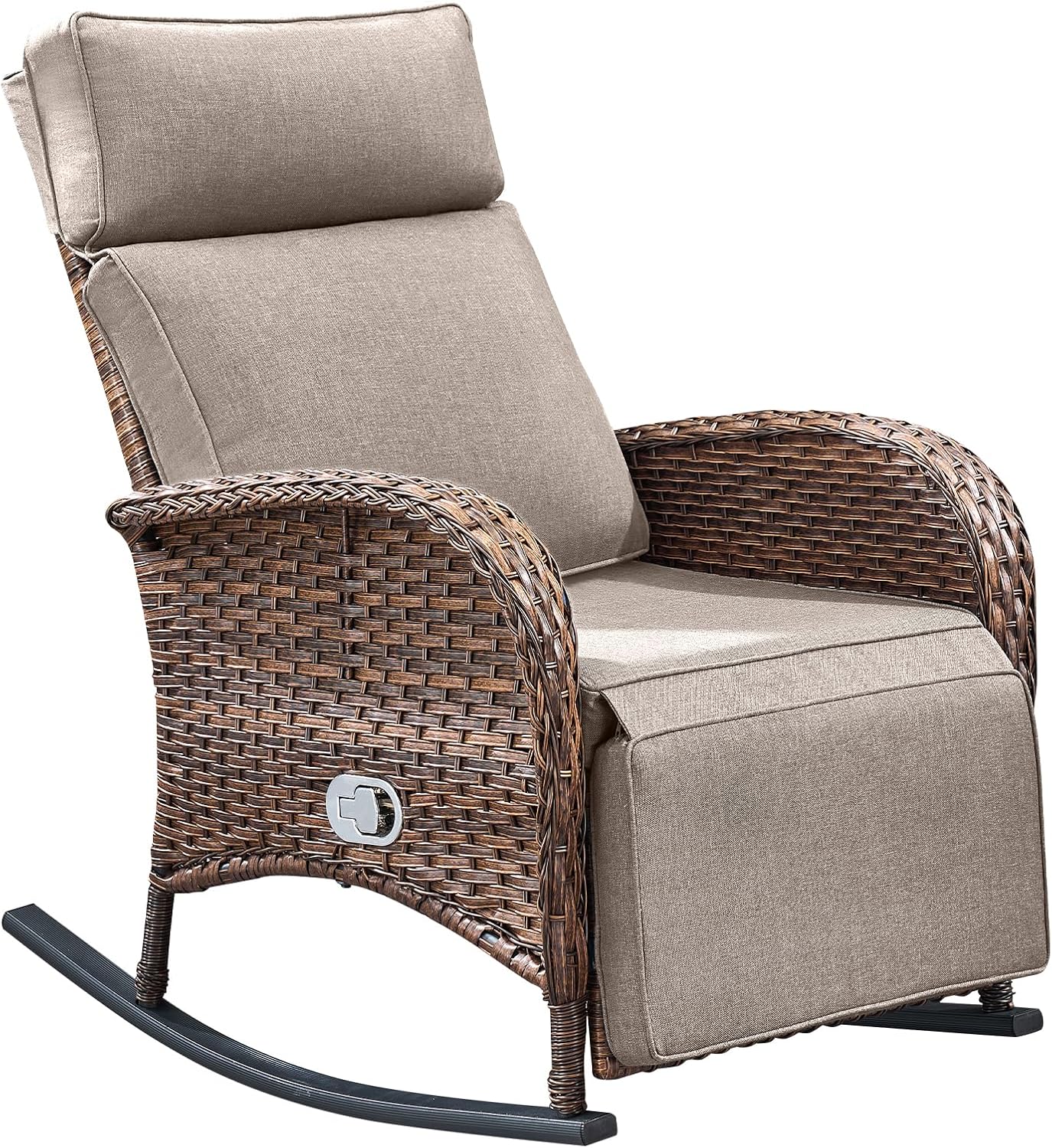 Belord Zero Gravity Patio Swivel Rocking Recliner Chair - Wicker Outdoor Lounge Chair with Adjustable Backrest & Footrest, All Weather Reclining Rocker Chairs with Thick Cushion for Pool Deck Blue