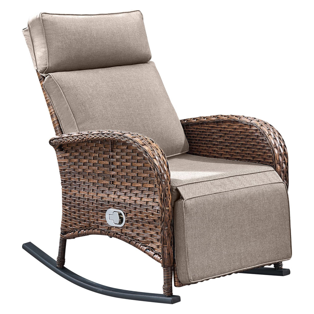 Belord Zero Gravity Patio Swivel Rocking Recliner Chair - Wicker Outdoor Lounge Chair with Adjustable Backrest & Footrest, All Weather Reclining Rocker Chairs with Thick Cushion for Pool Deck Blue