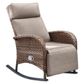 Belord Zero Gravity Patio Swivel Rocking Recliner Chair - Wicker Outdoor Lounge Chair with Adjustable Backrest & Footrest, All Weather Reclining Rocker Chairs with Thick Cushion for Pool Deck Blue