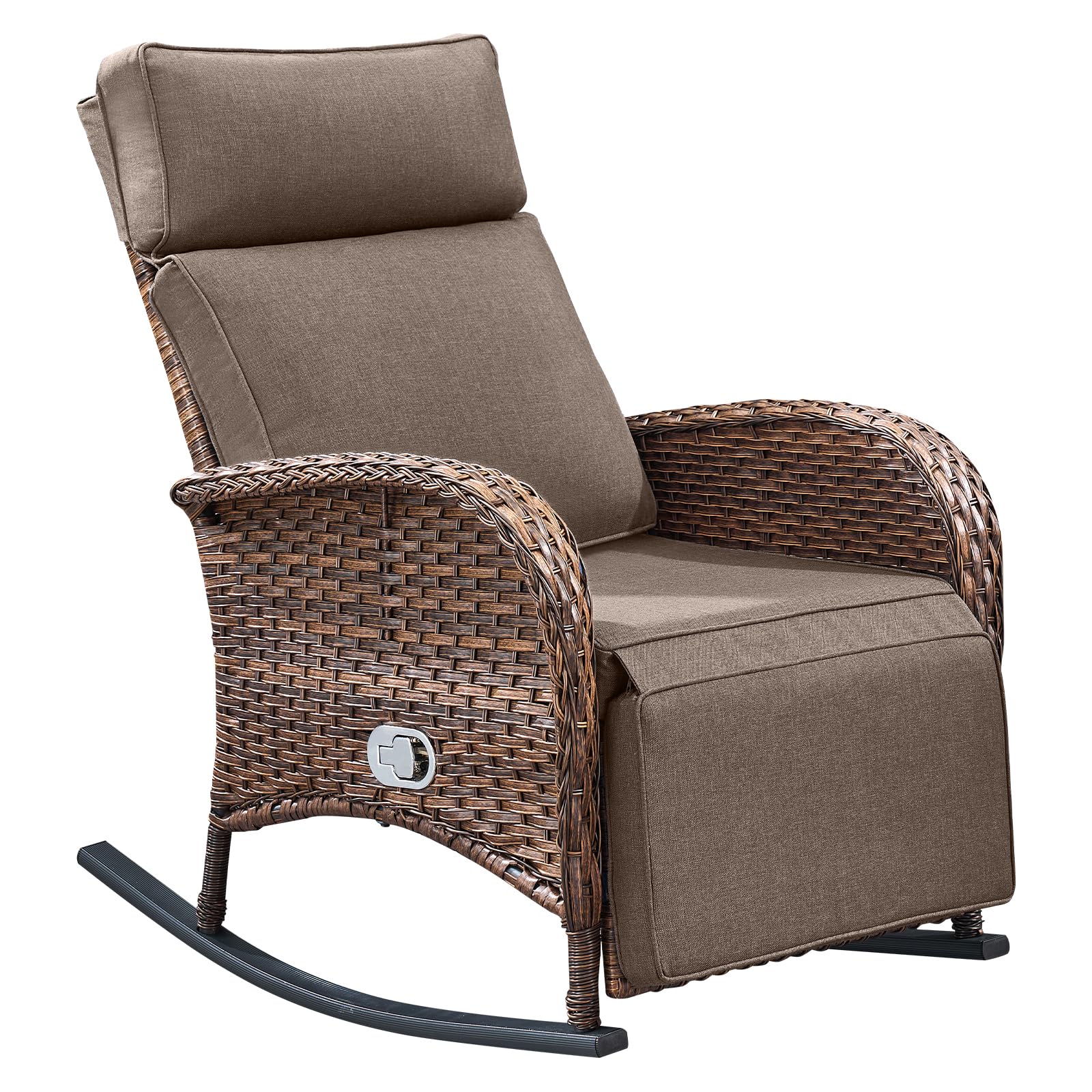 Belord Zero Gravity Patio Swivel Rocking Recliner Chair - Wicker Outdoor Lounge Chair with Adjustable Backrest & Footrest, All Weather Reclining Rocker Chairs with Thick Cushion for Pool Deck Blue