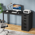 Tribesigns Computer Desk with 5 Drawers, 47 inches Rustic Brown Home Office Desk with Storage, Modern Simple Laptop Desk Study Writing Table for Small Spaces (1, Brown+Black)