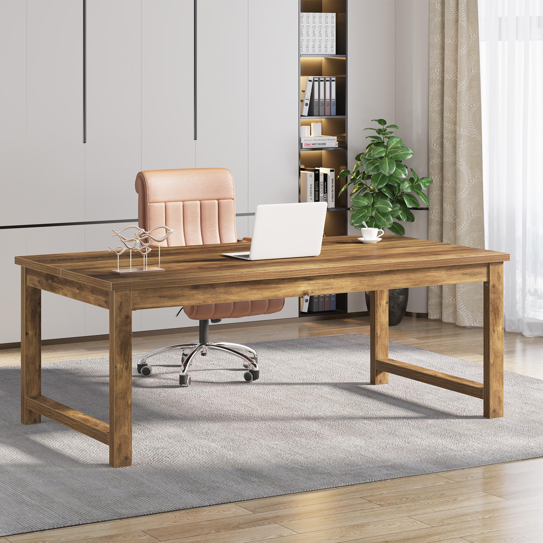 Tribesigns Modern Simple Computer Desk, 47 inch Office Desk Computer Table, Study Writing Study Desk for Home Office, White