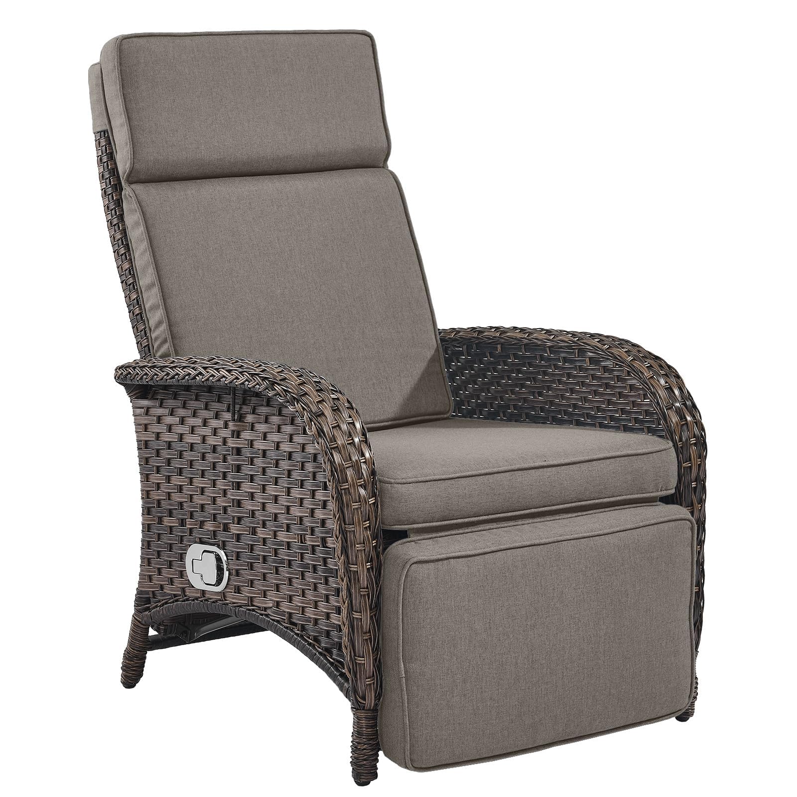 Belord Versatile Outdoor Recliner Chair - 2 Piece Reclining Patio Chair with Adjustable Backrest and Footrest, All-Weather Wicker Chaise Lounge Chair Outdoor for Pool Deck Brown