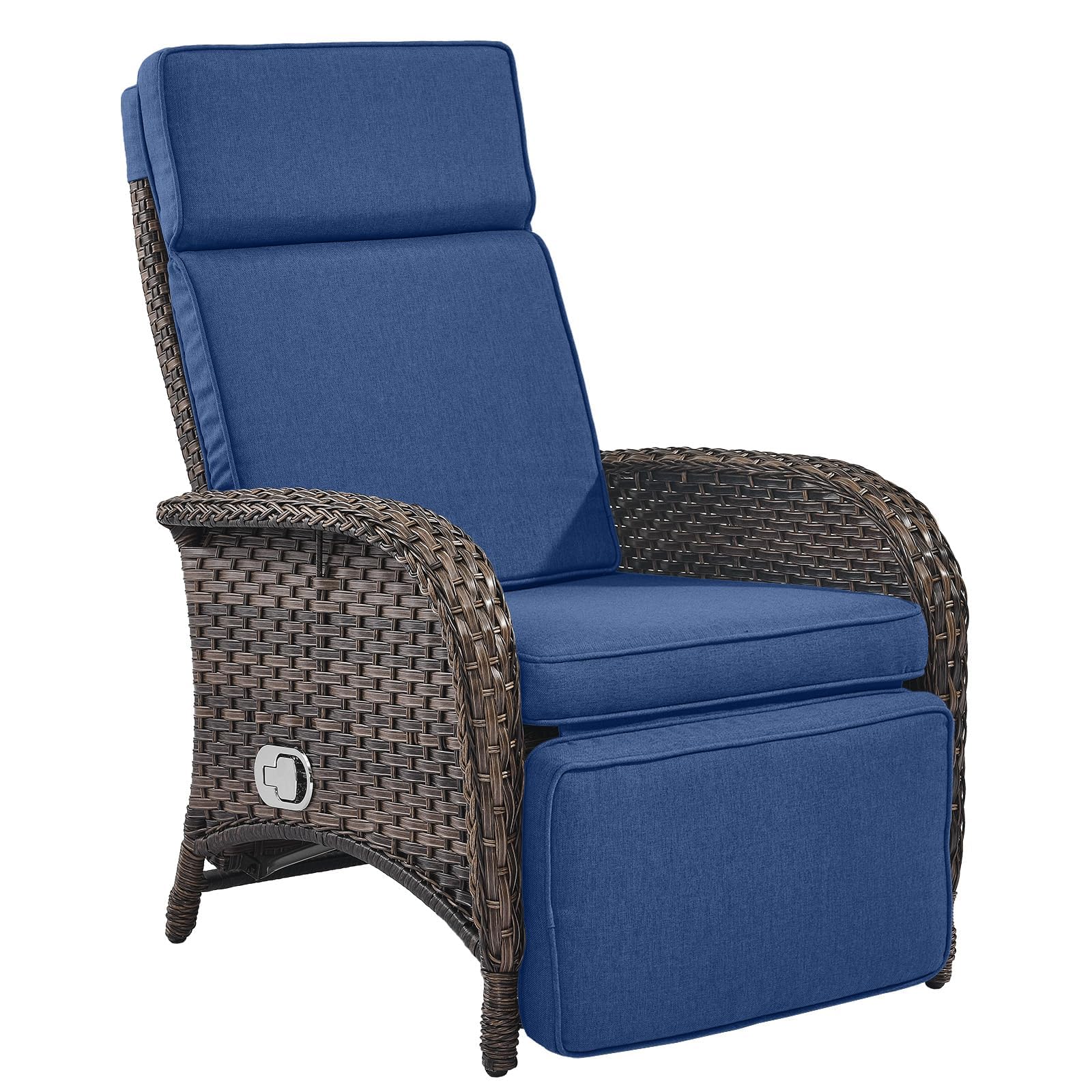 Belord Versatile Outdoor Recliner Chair - 2 Piece Reclining Patio Chair with Adjustable Backrest and Footrest, All-Weather Wicker Chaise Lounge Chair Outdoor for Pool Deck Brown