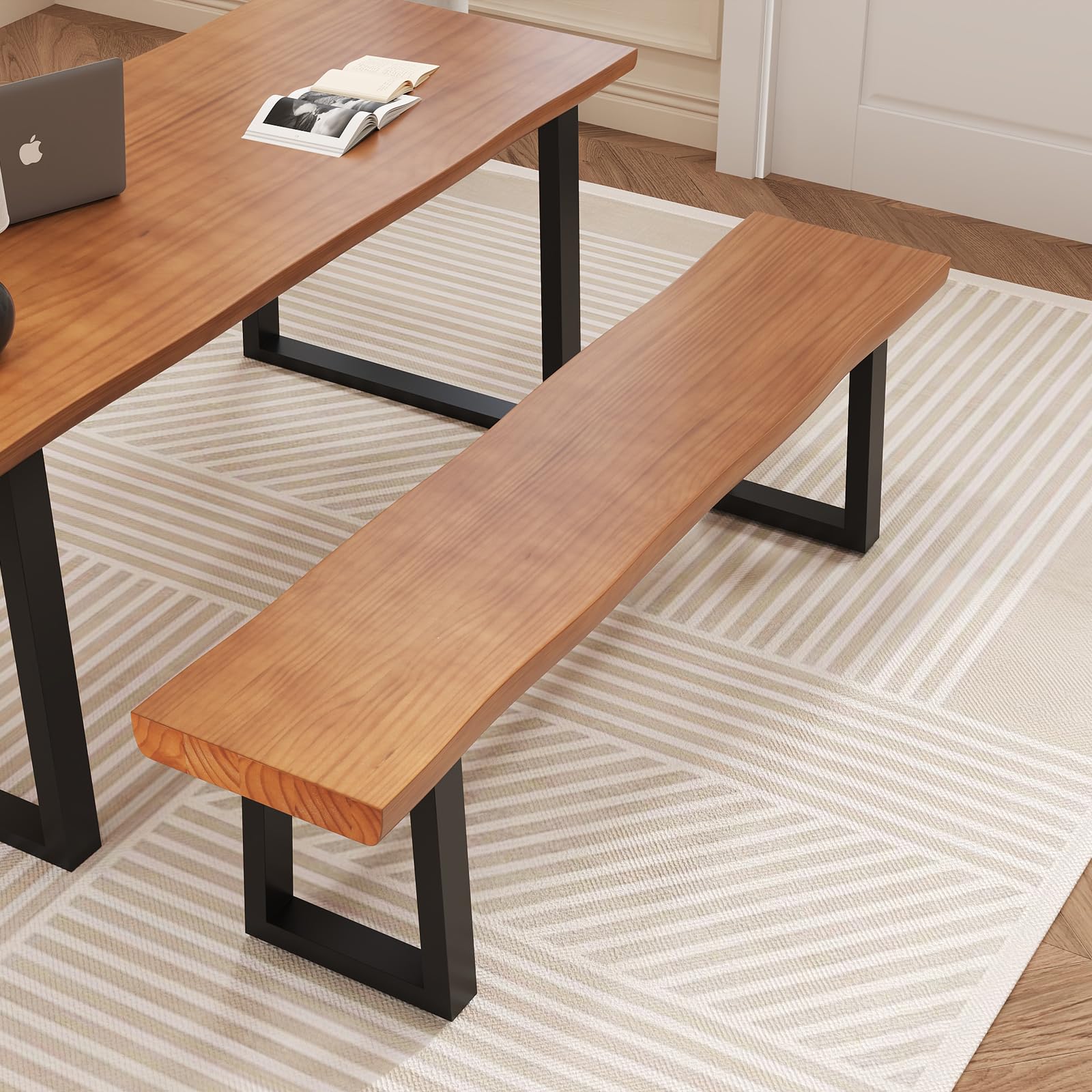 Modern Solid Wood Executive Desk – Spacious and Minimalist Home Office Workstation Perfect for Writing and Professional Use (Light Brown, 47in)