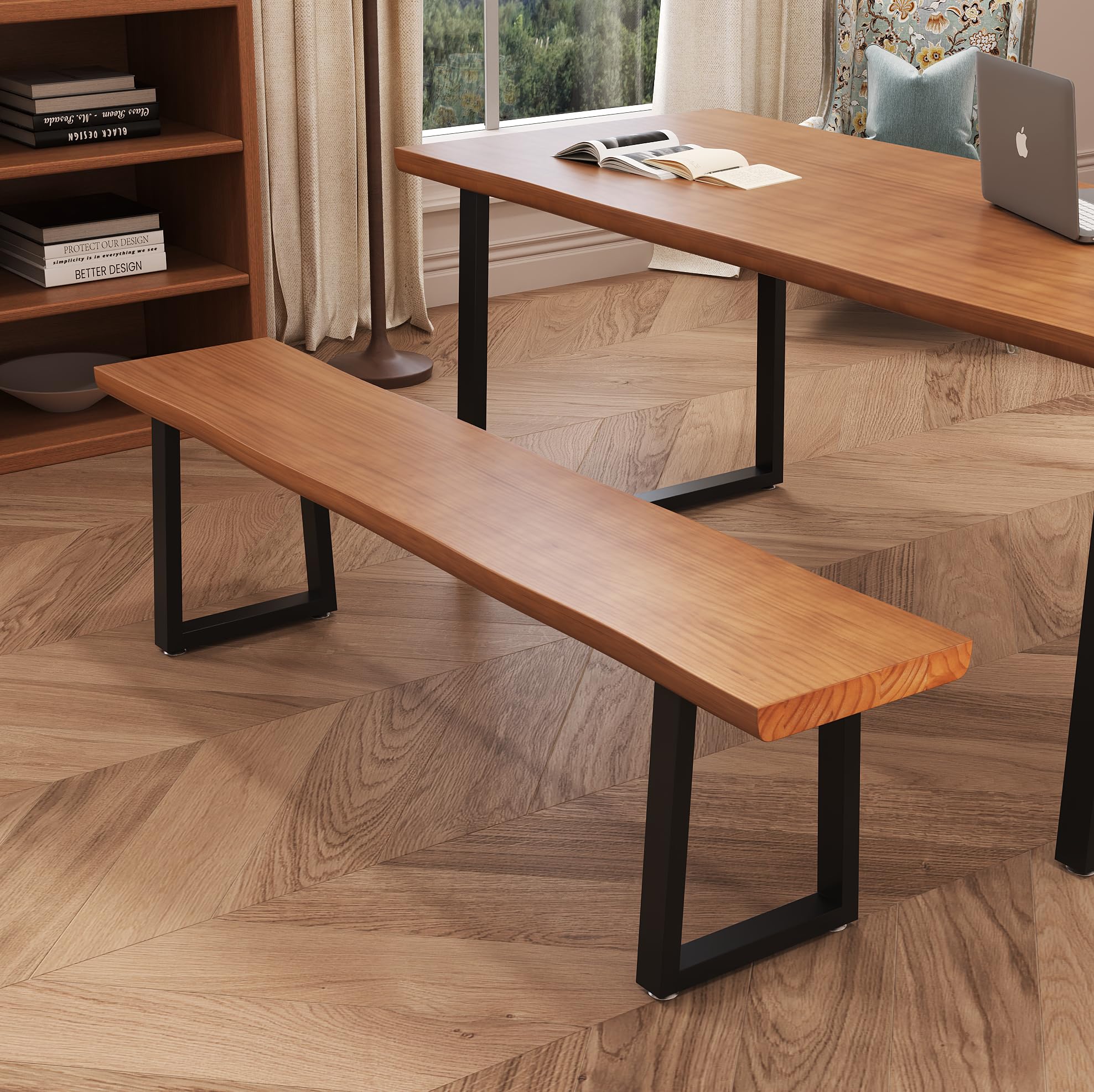 Modern Solid Wood Executive Desk – Spacious and Minimalist Home Office Workstation Perfect for Writing and Professional Use (Light Brown, 47in)