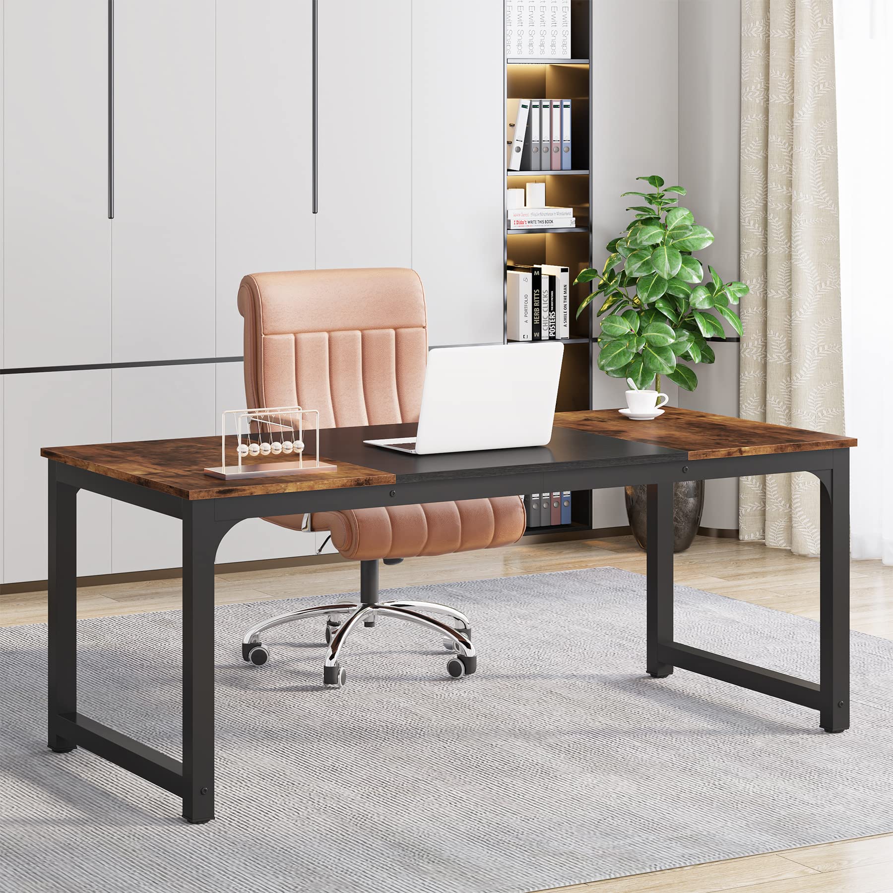 Tribesigns Modern Simple Computer Desk, 47 inch Office Desk Computer Table, Study Writing Study Desk for Home Office, White