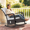 YITAHOME Outdoor Rocking Chair, Wicker Lounge Chair with Adjustment Backrest, PE Rattan Patio Recliner with Adjustable Footrest and Soft Cushions, Ideal for Garden Backyard Porch Patio