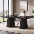 Tribesigns 63-Inch Executive Desk, Large Office Computer Desk with Double Pedestal, Modern Simple Workstations Writing Table Conference Table Business Furniture for Home Office, Natural