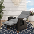 Grand patio Indoor & Outdoor Recliner Chair PE Wicker Patio Recliner with Flip Table Reclining Lounge Chair, Mist Grey