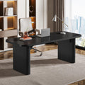 Tribesigns 62-Inch Modern Executive Desk, Wood Office Desk, Large Aesthetic Computer Desk with Double Pedestal, Workstation for Home Office (Natural Oak)